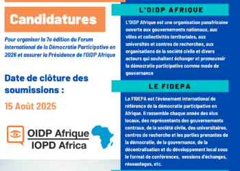 Appel à candidature pour assurer la Présidence de l’OIDP Afrique et accueillir le 7ème Forum International de la Démocratie Participative en Afrique